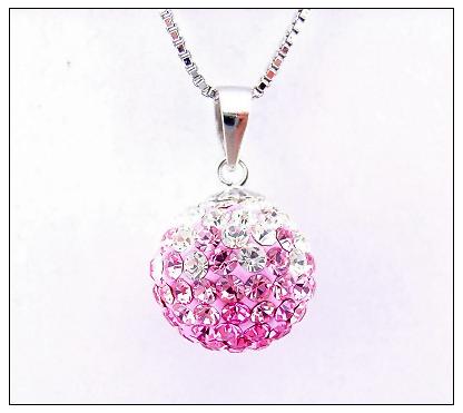 Lively pink crystal pendant with 925 silver