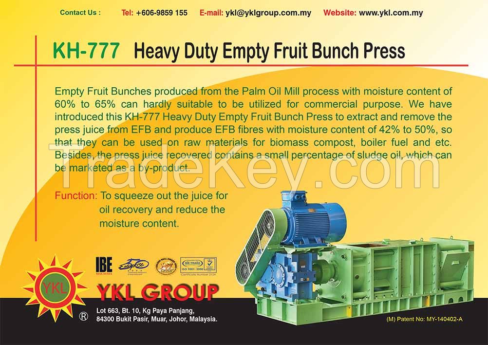 KH-777 Heavy Duty Empty Fruit Bunch Press