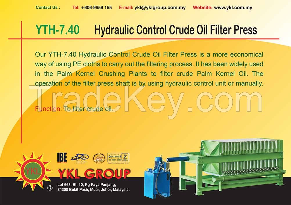 YTH-7.40 Hydraulic Control Crude Oil Filter Press