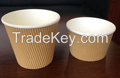 Takeaway Corrugate Double Walled Paper Coffee Cup Ice Cream Bowl