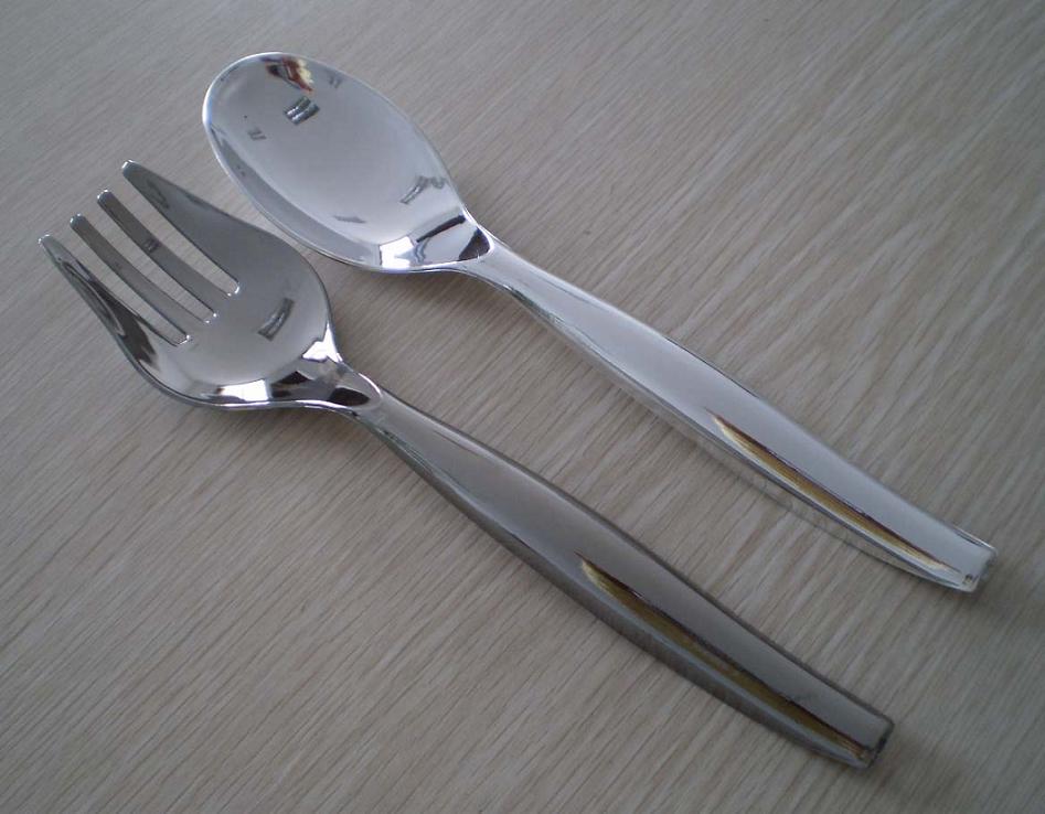disposable plastic serving fork and spoon