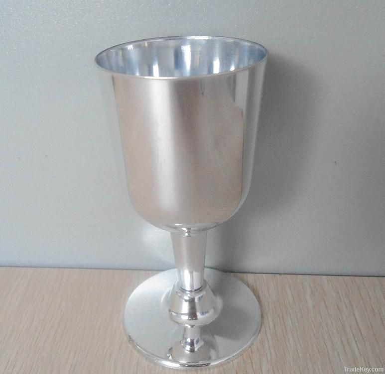 disposable plastic silver glass