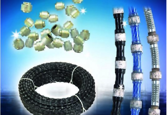 Diamond wire saw for mining, block squaring, granite, marble