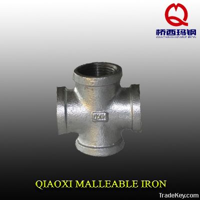 banded galvanized malleable iron cast pipe fitting cross