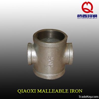 banded galvanized malleable iron cast pipe fitting cross