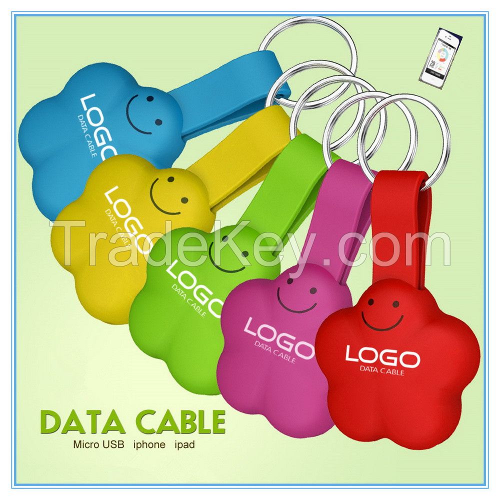 Novelty Portable Multi-function Colorful Mini Data Cable for IPhone5 Ipad Mini Ipod and all cellphones with Micro USB