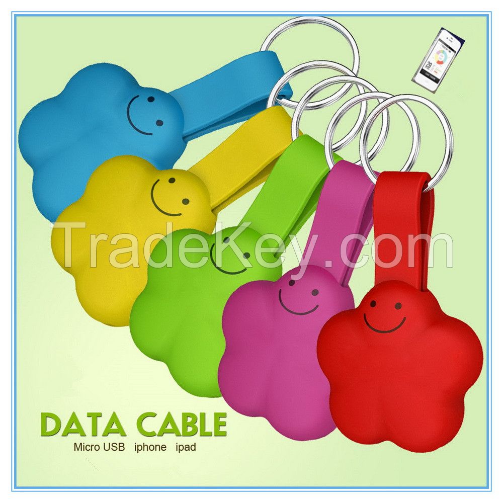 Novelty Portable Multi-function Colorful Mini Data Cable for IPhone5 Ipad Mini Ipod and all cellphones with Micro USB