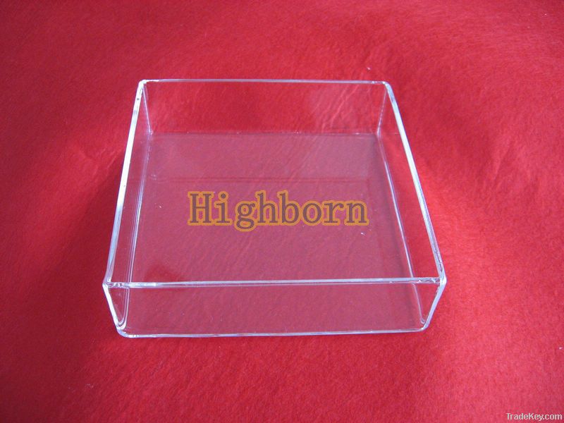 high purity clear silica glass container with lid