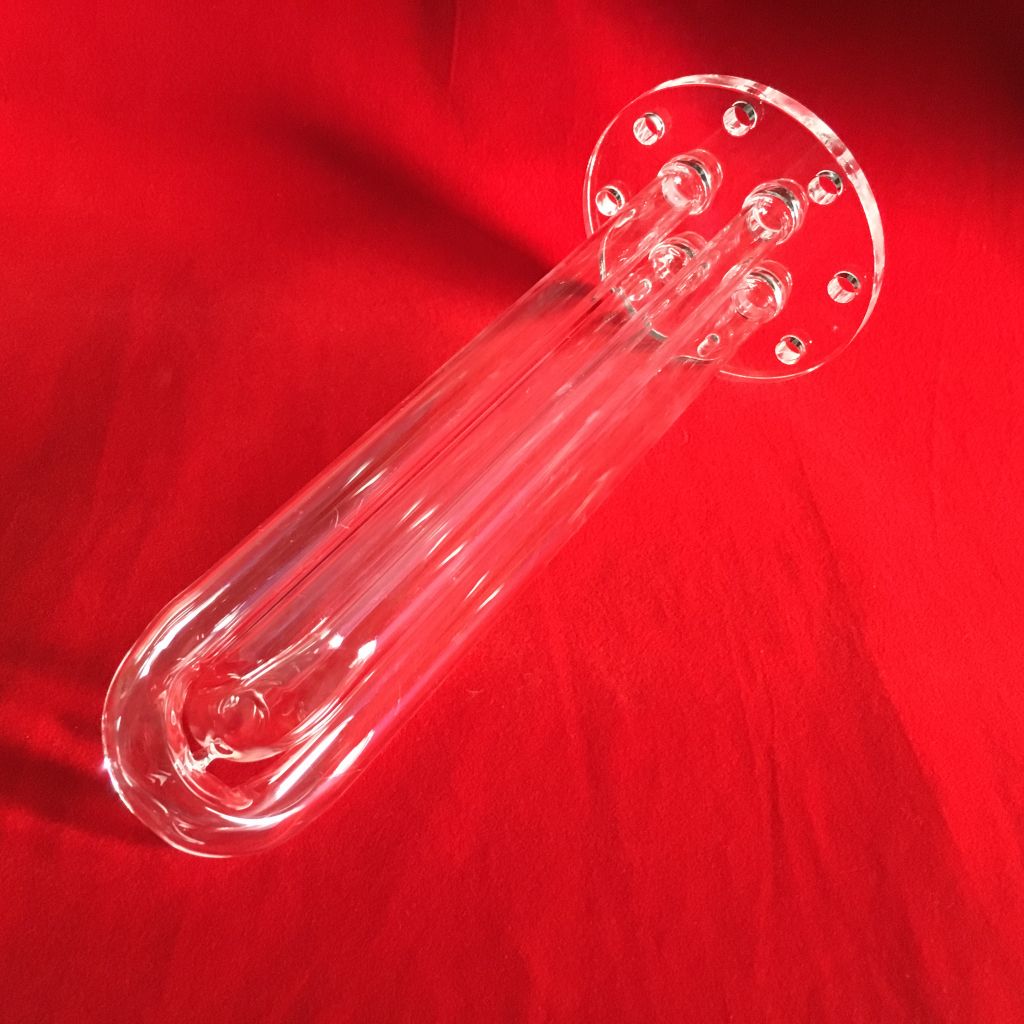 U shape quartz glass tube with flange