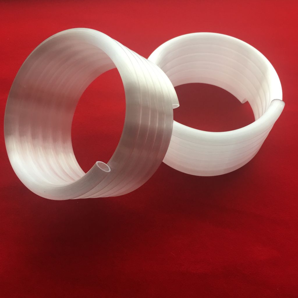 Milky white spiral quartz glass tube