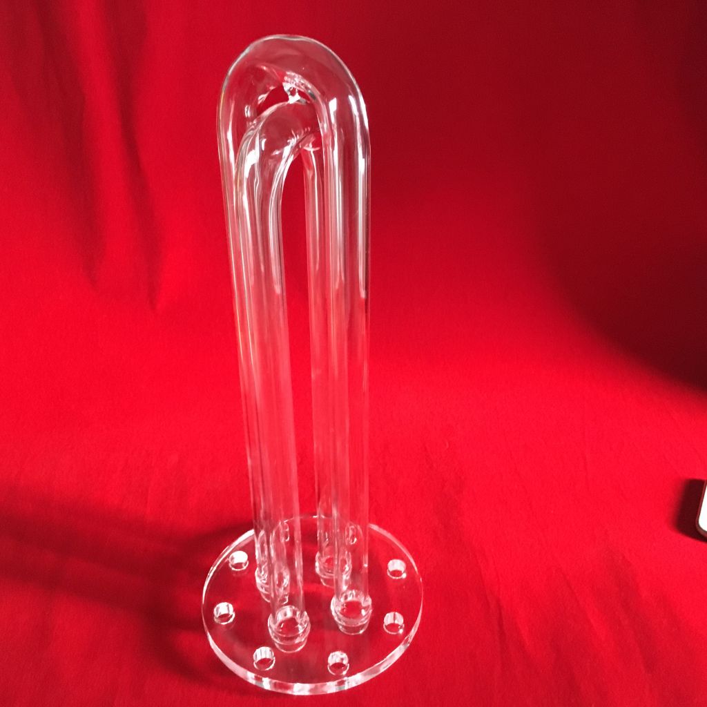 U shape quartz glass tube with flange 