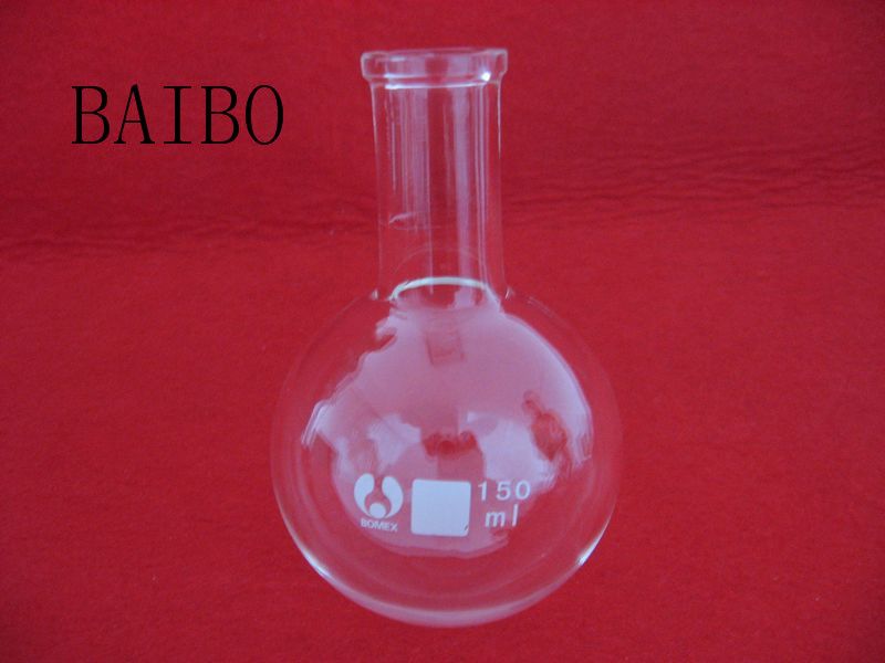 Borosilicate glass flask with round bottom