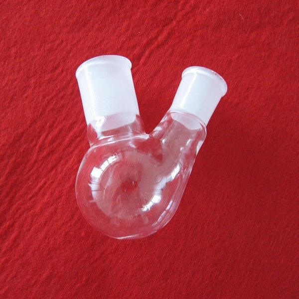 Lab two-head round bottom borosilicate glass flask