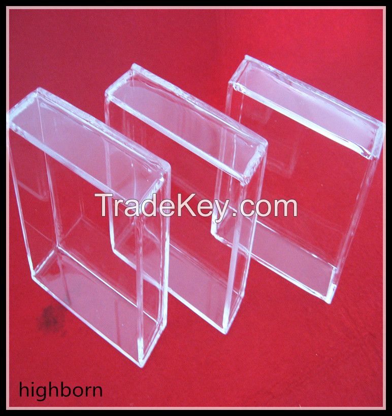 high purity clear silica glass container with lid