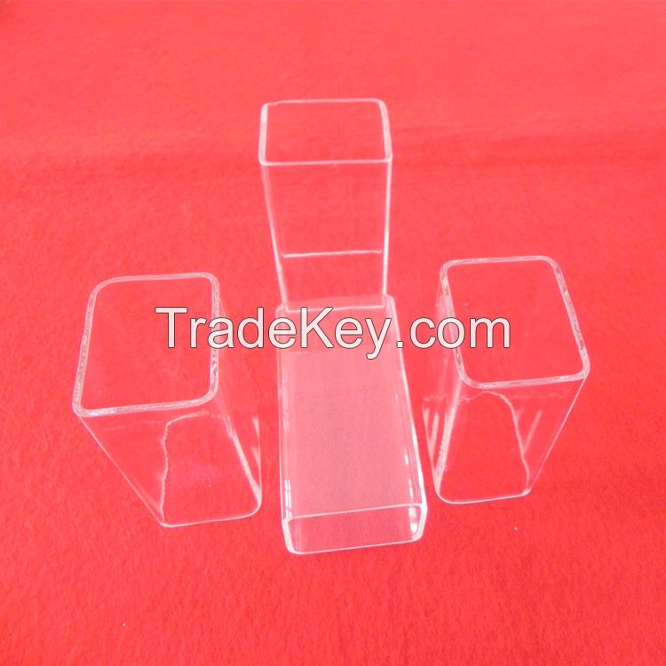 70x70x2.5mm square shape transparent silica glass tube