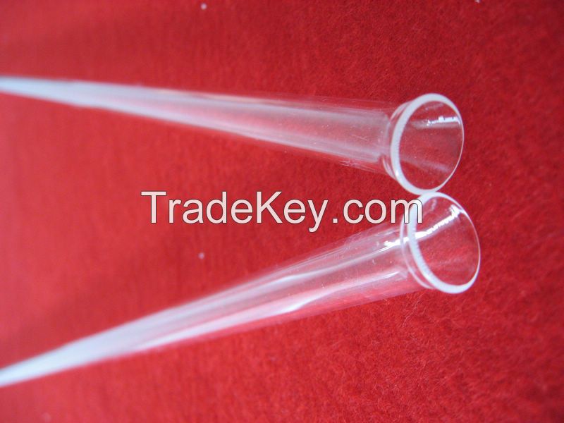 laboratory high fused transparent silica glass tube with bellmouth