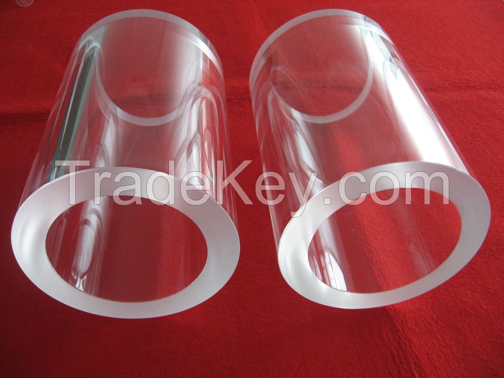 flat grinded custom size transparent fused silica glass sleeve