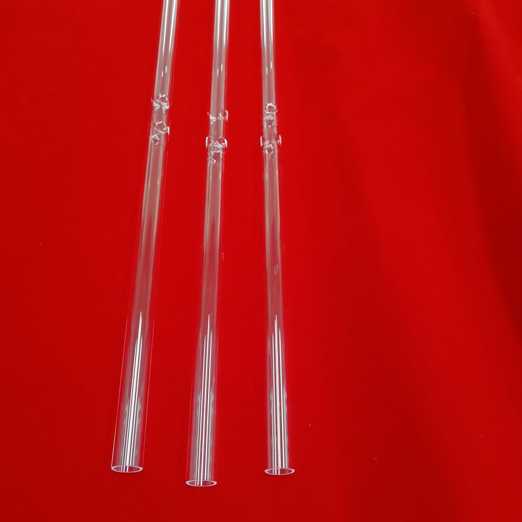 clear quartz glass tube with two and three point constrictions