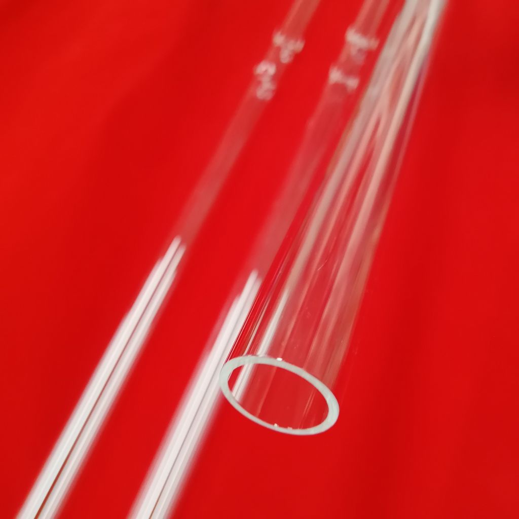 transparent quartz glass tube with three point constrictions in middle part