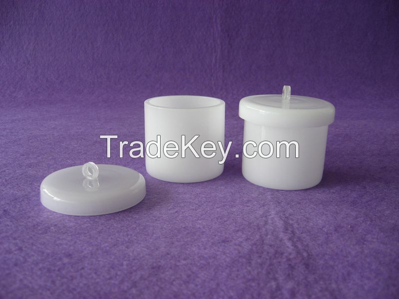 lab research high purity round shape milky white silica glass crucible
