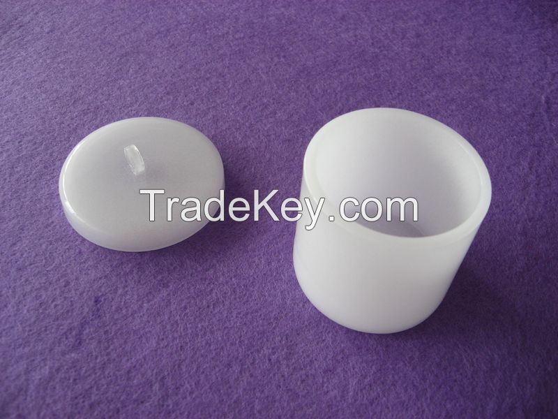 heat resistant milky white quartz glass crucible with ring