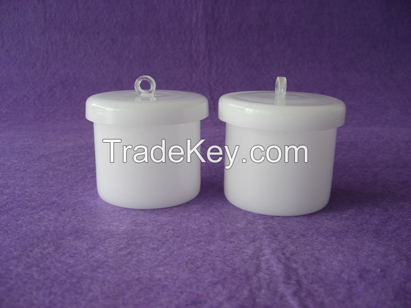 lab research high purity round shape milky white silica glass crucible