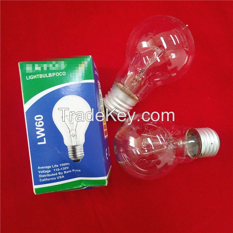 clear shell 100w incandescent lamp bulbs