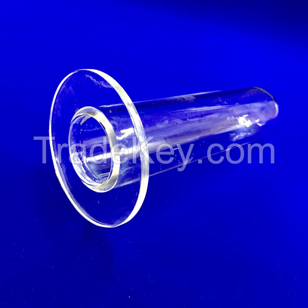 heat resistant clear silica glass tube with flange