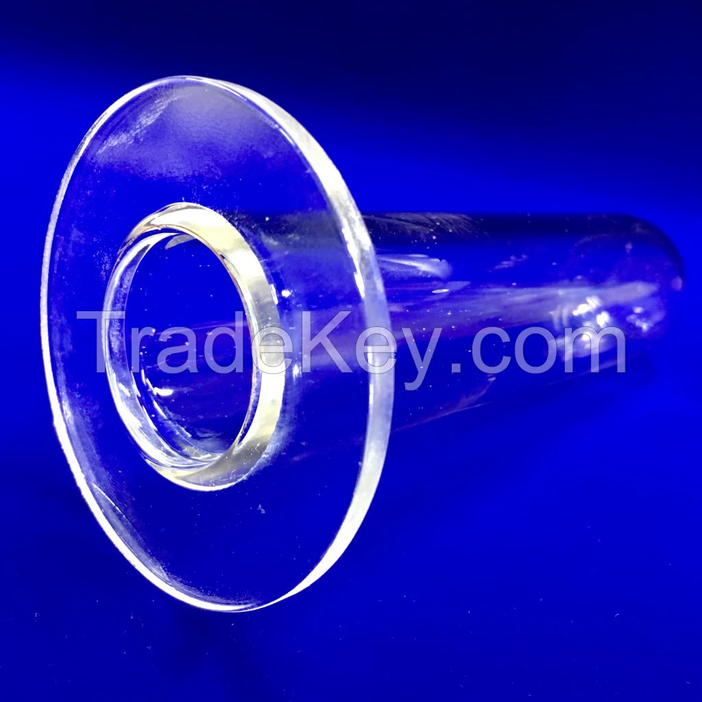 laboratory high fused clear quartz glass tube with flange
