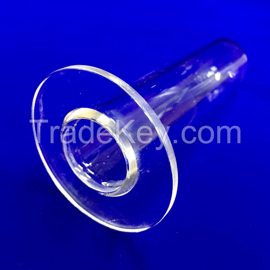 heat resistant clear silica glass tube with flange