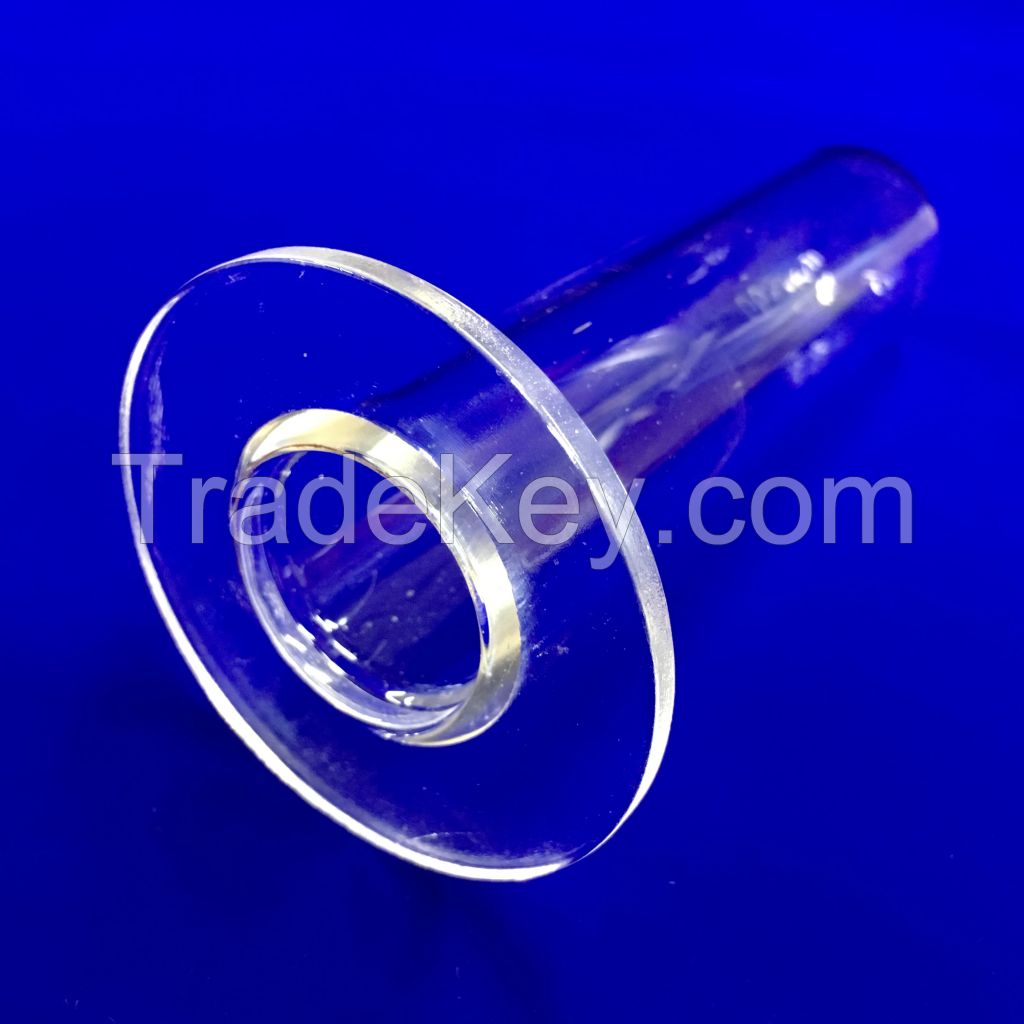 laboratory high fused clear quartz glass tube with flange