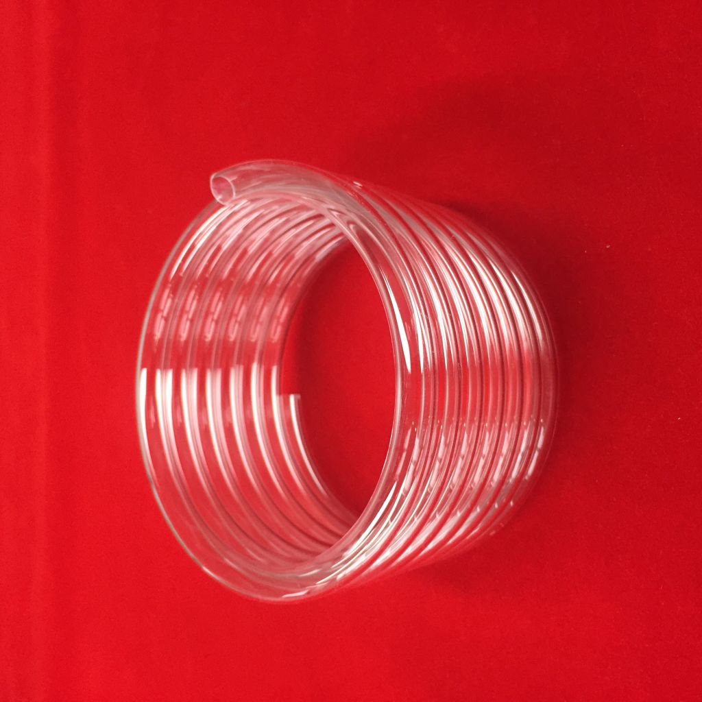 Polishing clear spiral quartz glass tube accept customized