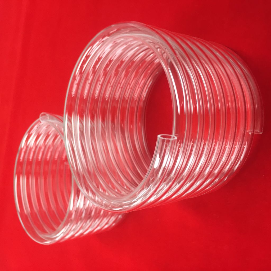 Polishing clear spiral quartz glass tube accept customized