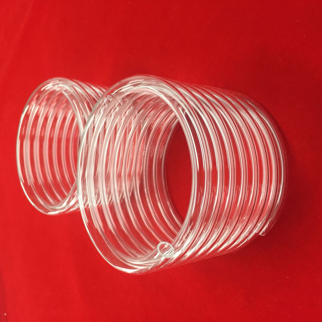 Polishing clear spiral quartz glass tube accept customized