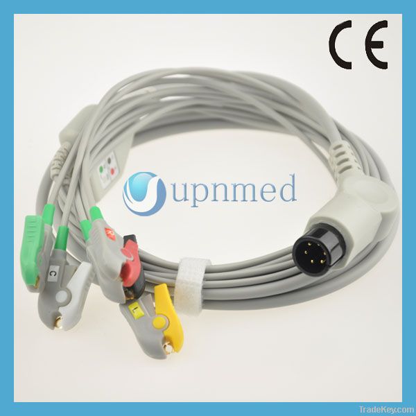 Universally One piece 3-lead ECG Cable with leadwires
