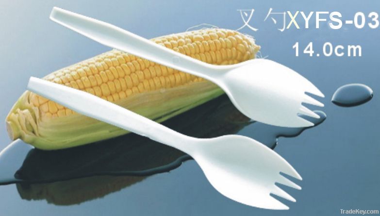 Biodegradeble Disposable Plastic Corn Starch Scoopfork