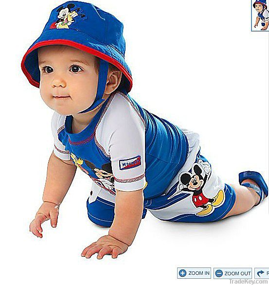 Cute baby Cartoon mickey two-piece suits Kid's pop Mikey short sleeve