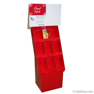 red cardboard display rack