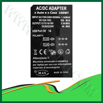 Factory Supply AC&DC 100W Universal Laptop Adapter for Home&Car use