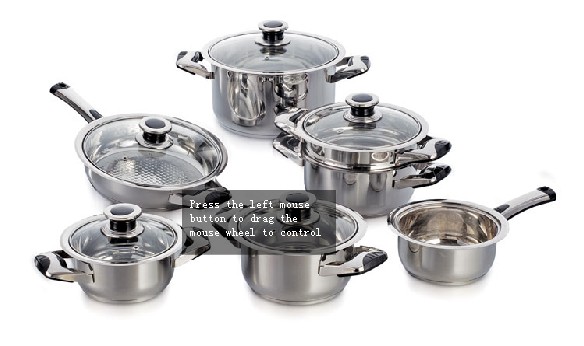 HIGH QUALITY 12PCS WIDE EDGE STAINLESS STEEL COOKWARE SET