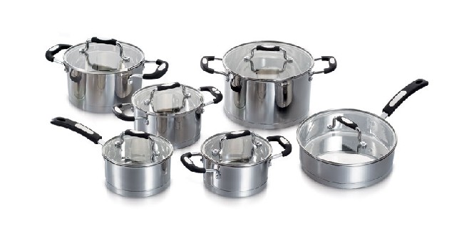 HIGH QUALITY 12PCS IMPACT BONDING  STAINLESS STEEL COOKWARE SET