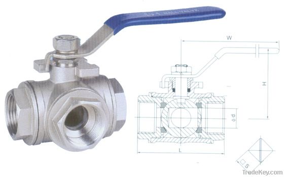 "T" or "L" type three way 1000psi standard bore ball valve