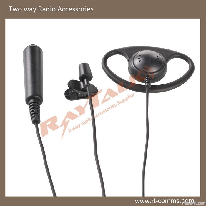 Three wire D shape earpiece with Microphone for two way radio