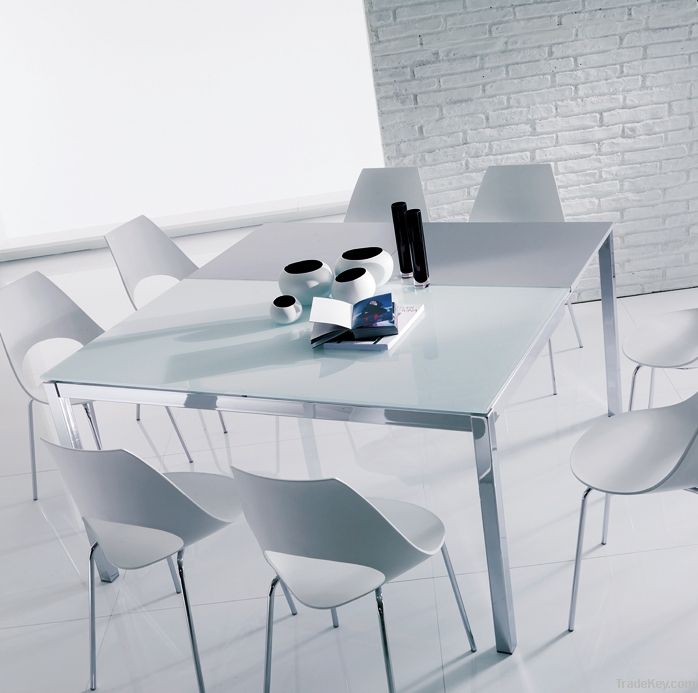 2011white Square extending metal Dining Table