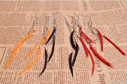 wholesale earrings 12pcs/lot Fashion long needle Feather Earrings