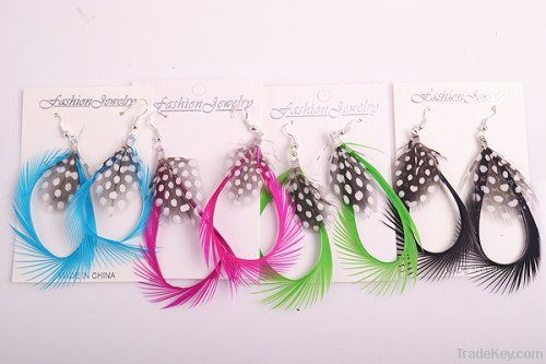 Fashion Curly Natural Goose Feathers Earrings Long Chain Earrings Asso