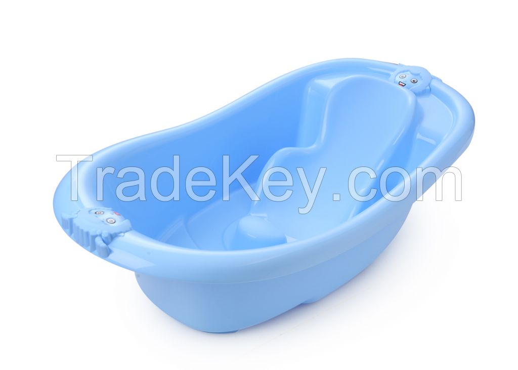 Large plastic baby bathtub with bathtub support