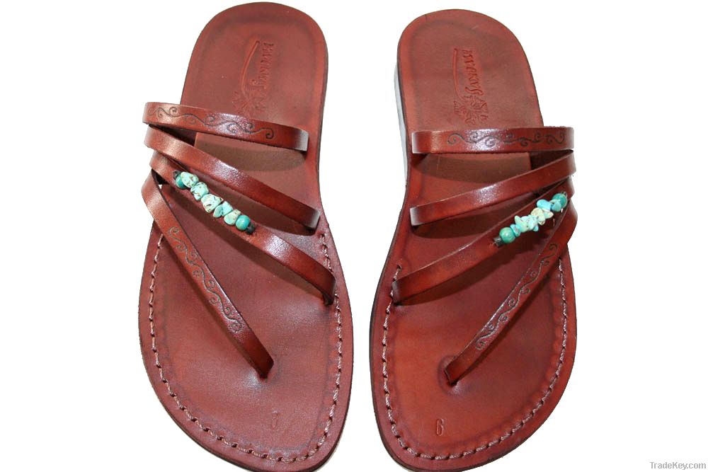 Brown Decor Rainbow Leather Sandals