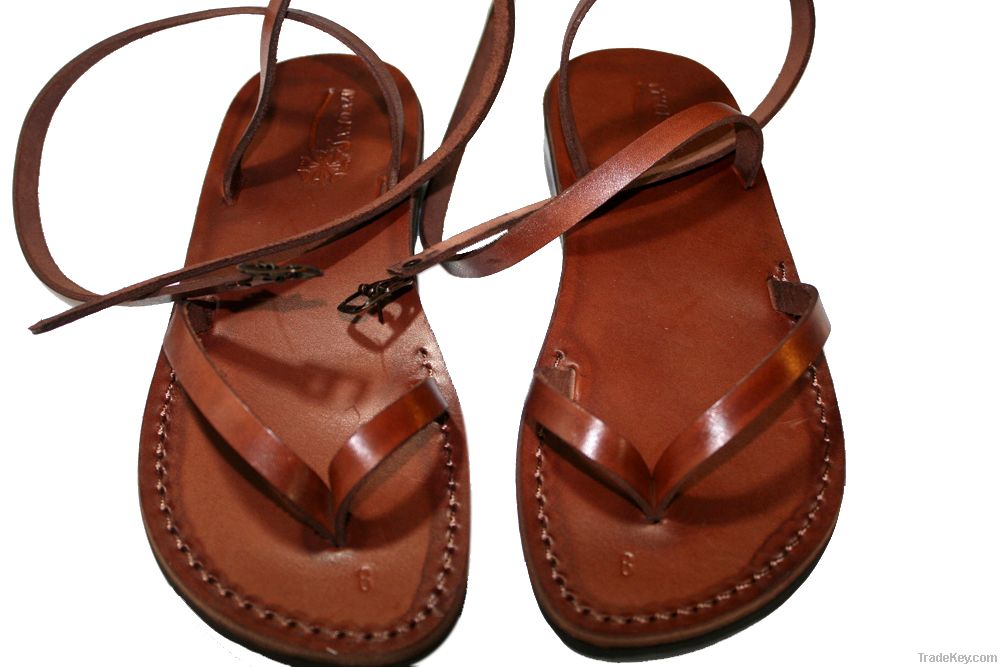 Brown Ankle-Strap Leather Sandals