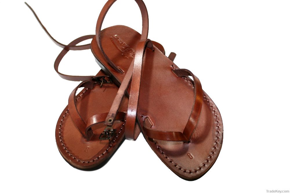 Brown Ankle-Strap Leather Sandals